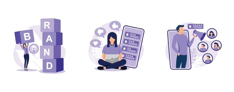 Home trademark public relations brand building reputation management brand advocate marketing strategy social media corporate id set flat modern illustration vector removebg preview